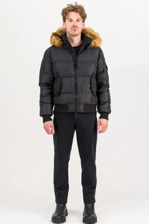 Uomo Bomboogie Bomber>Bomber Imbottito In Piuma Con Bordo In Pelliccia Sintetica