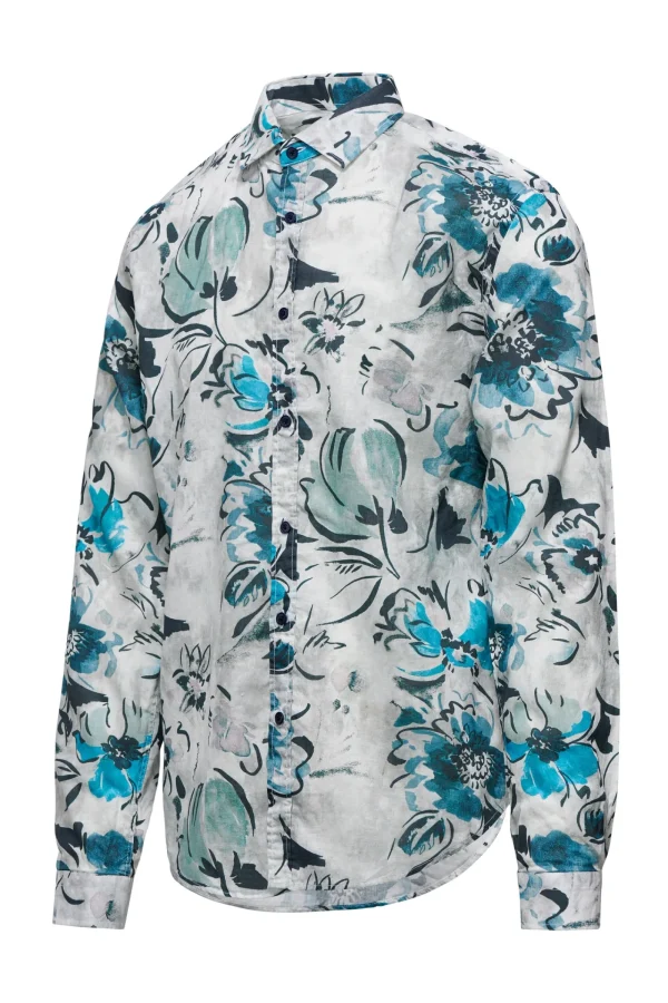 Uomo Bomboogie Camicie>Camicia A Manica Lunga Stampata In Lino/Cotone