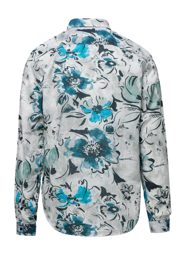 Uomo Bomboogie Camicie>Camicia A Manica Lunga Stampata In Lino/Cotone
