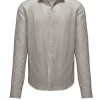 Uomo Bomboogie Camicie>Camicia In Lino/Cotone A Righe