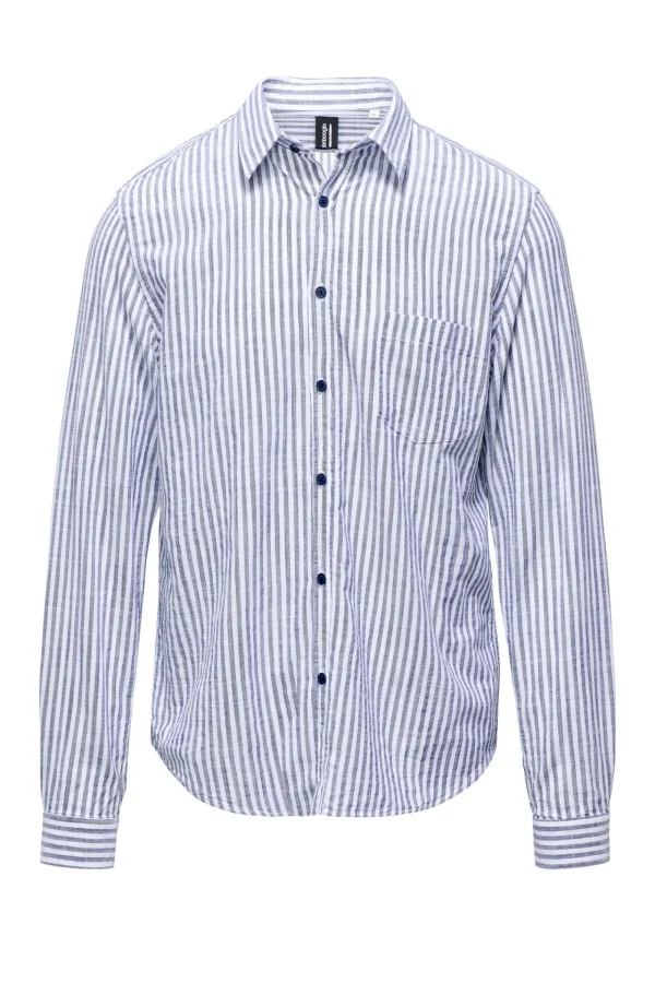 Uomo Bomboogie Camicie>Camicia In Lino/Cotone A Righe