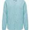 Uomo Bomboogie Camicie>Camicia In Lino/Cotone Con Collo Alla Coreana