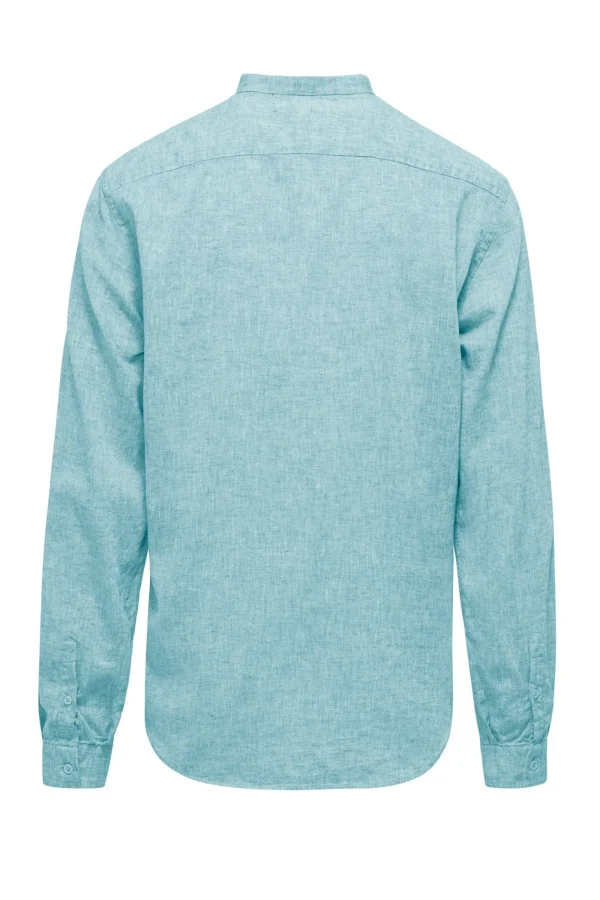 Uomo Bomboogie Camicie>Camicia In Lino/Cotone Con Collo Alla Coreana