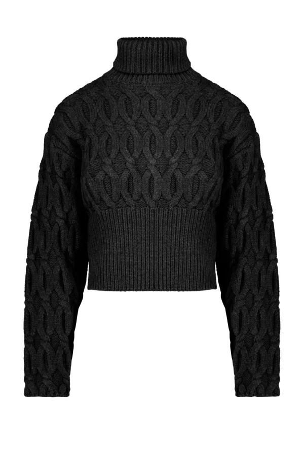 Donna Bomboogie Maglioni & Pullover>Dolcevita Con Trecce In Misto Lana