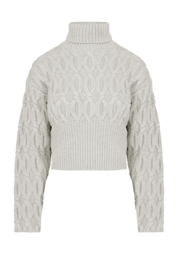 Donna Bomboogie Maglioni & Pullover>Dolcevita Con Trecce In Misto Lana