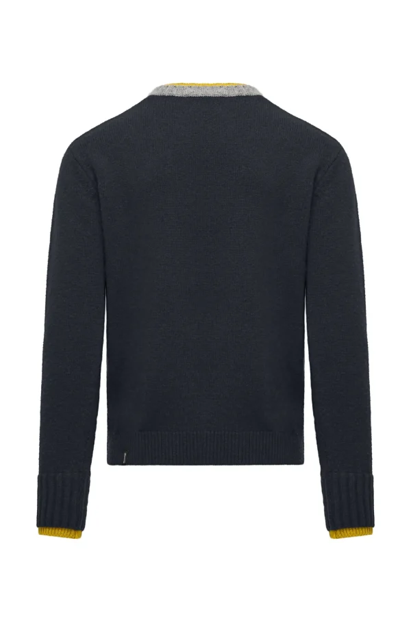 Uomo Bomboogie Maglioni & Pullover>Girocollo In Lana Rasata Con Profili Bicolore