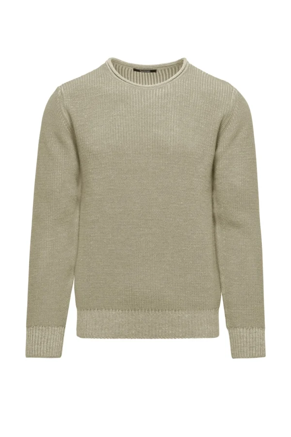 Uomo Bomboogie Maglioni & Pullover>Girocollo Misto Lana A Coste