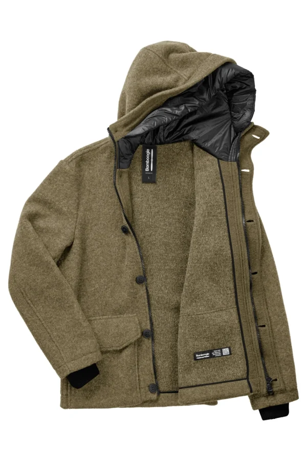 Uomo Bomboogie Cappotti>Parka In Tessuto In Lana Con Cappuccio