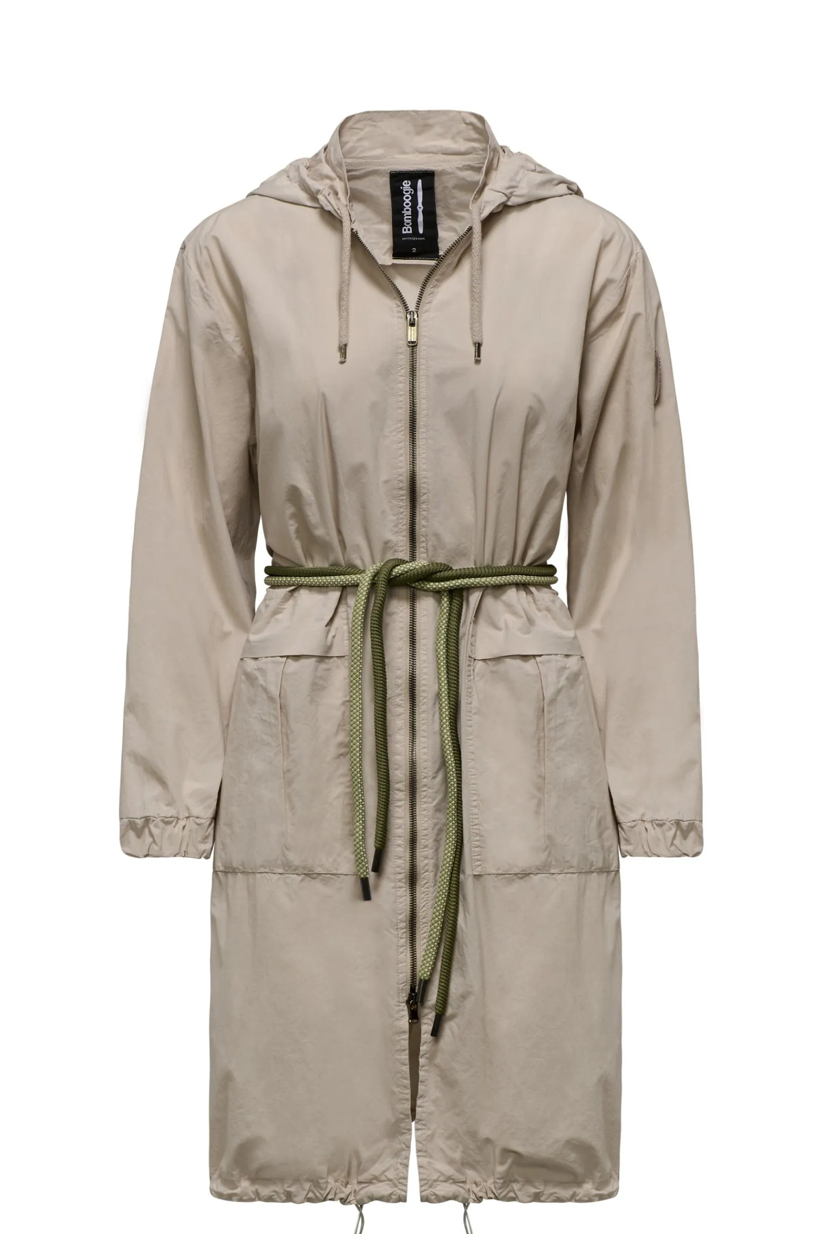 Donna Bomboogie Parka>Parka Lungo Sfoderato Con Cintura Bicolore In Corda