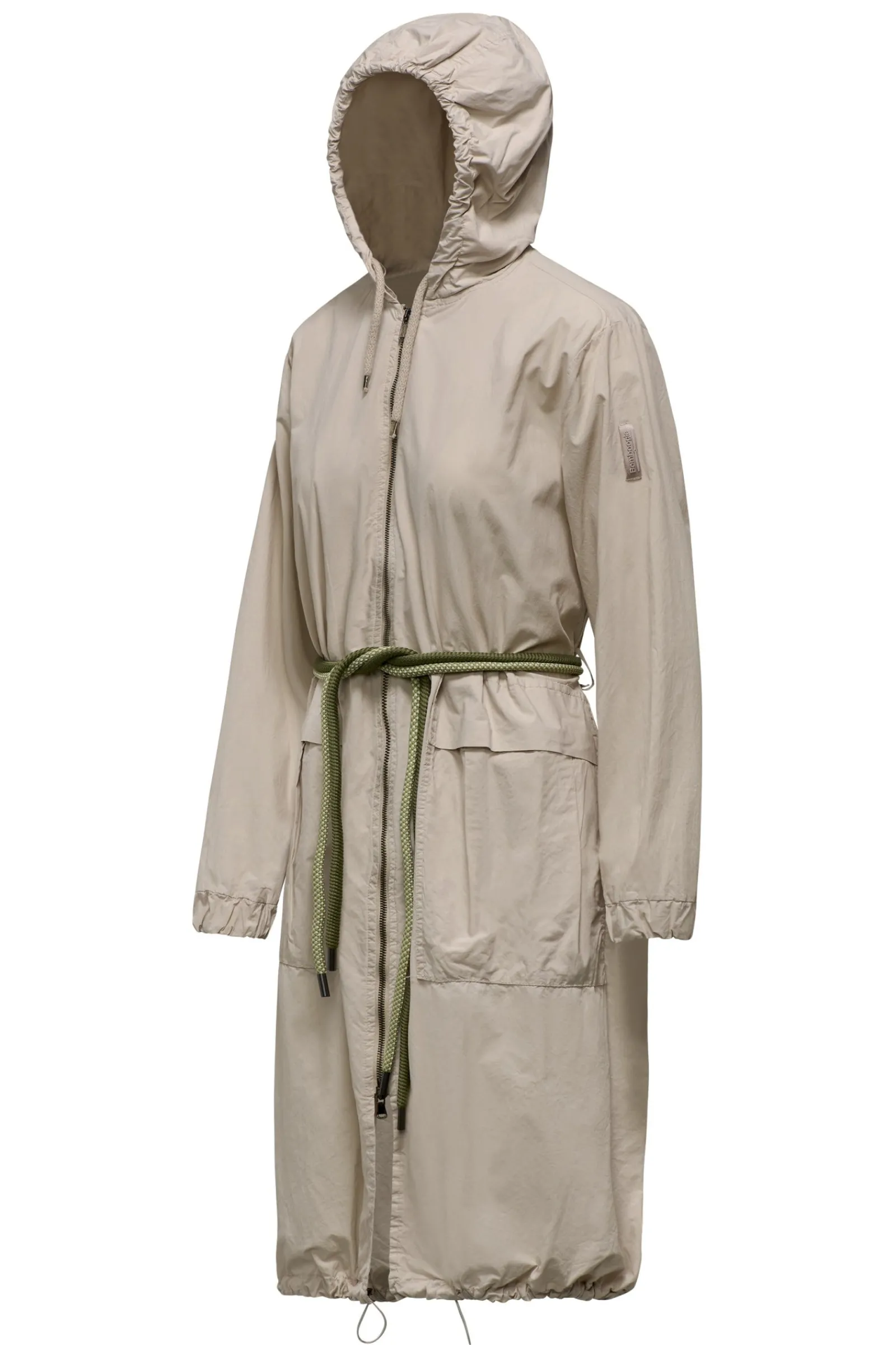 Donna Bomboogie Parka>Parka Lungo Sfoderato Con Cintura Bicolore In Corda