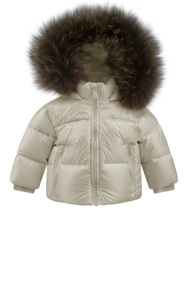 Bambino Bomboogie Baby>Piumino Baby Con Cappuccio Rifinito In Vera Pelliccia