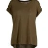Donna Bomboogie T-Shirts>T-shirt In Cotone Lino Con Maniche Risvoltate